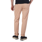 Canali Pink Beige Cotton Stretch Flat Front Chinos Back