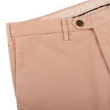 Canali Pink Beige Cotton Stretch Flat Front Chinos Edge