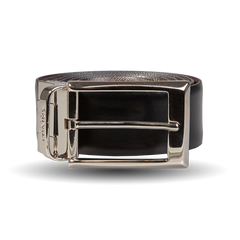 A reversible Reversible Black Brown Leather 35mm Belt with a silver buckle by Canali.