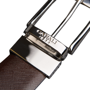 A convenient Reversible Black Brown Leather 35mm Belt by Canali.
