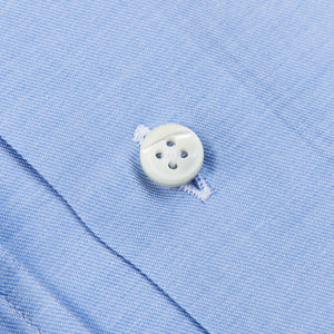 Canali Sky Blue Cotton Cut Away Shirt Button