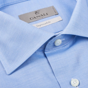 Canali Sky Blue Cotton Cut Away Shirt Collar
