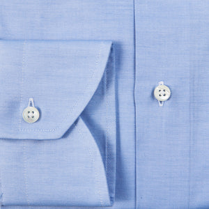Canali Sky Blue Cotton Cut Away Shirt Cuff