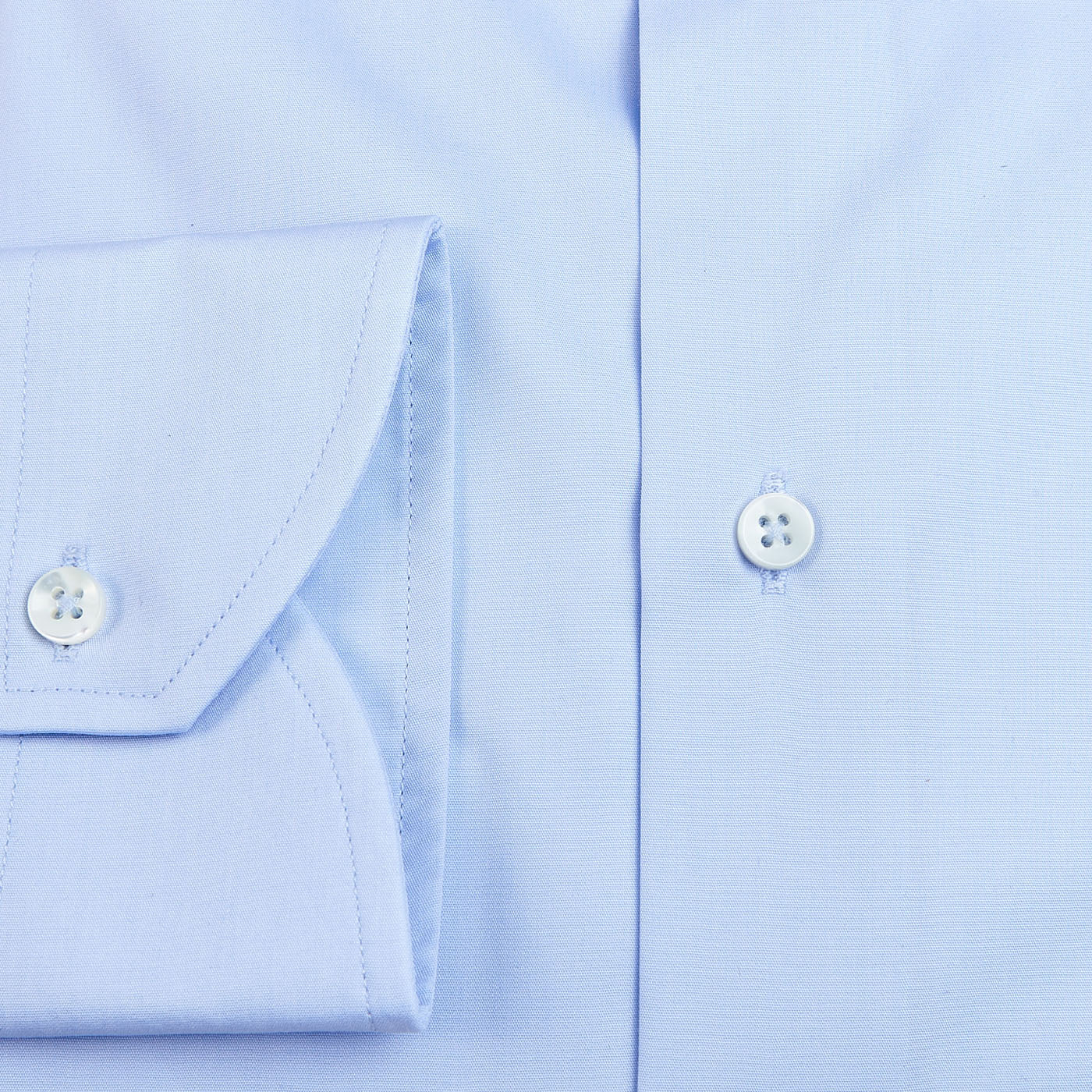 Canali Sky Blue Plain Cotton Shirt Cuff
