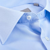 Canali Sky Blue Plain Cotton Shirt Open