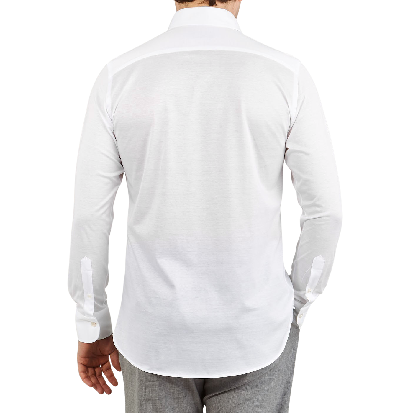 Canali White Cotton Jersey Casual Shirt Back
