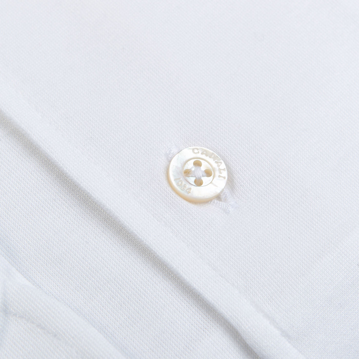 Canali White Cotton Jersey Casual Shirt Button