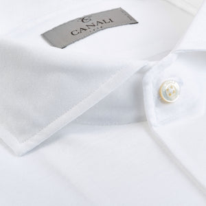 Canali White Cotton Jersey Casual Shirt Collar