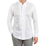 Canali White Cotton Jersey Casual Shirt Front