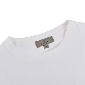 Canali White Long Staple Cotton T-Shirt Collar