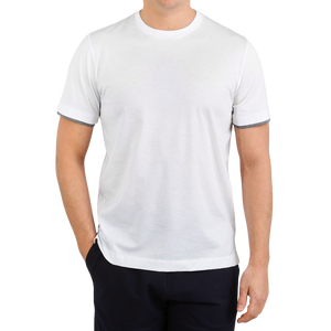 Canali White Long Staple Cotton T-Shirt Front