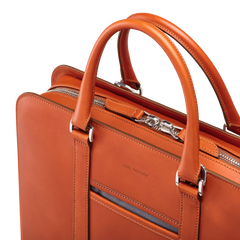 Carl Friedrik Cognac Vachetta Leather Pailissy Briefcase Detail