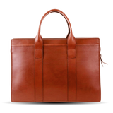 Frank Clegg Chestnut Double Gusset Zip-Top Briefcase Front