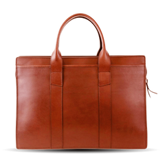 Frank Clegg Chestnut Double Gusset Zip-Top Briefcase Front