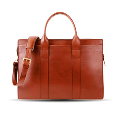 Frank Clegg Chestnut Double Gusset Zip-Top Briefcase