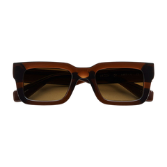 A pair of Chimi Model 05 Brown Gradient Lenses Sunglasses 48mm with premium Italian acetate on a white background.