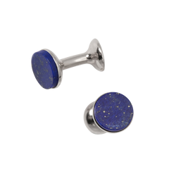 Codis Maya Rhodium Plated Lapis Lazuli Bow Cufflinks