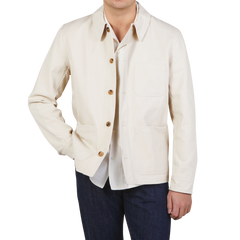 De Bonne Facture Undyed Heavy Cotton Drill Work Jacket Front1