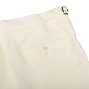 De Petrillo Cream White Linen Twill Modello B Trousers Pocket