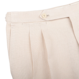 De Petrillo Dusty Beige Irish Linen Modello B Trousers Edge