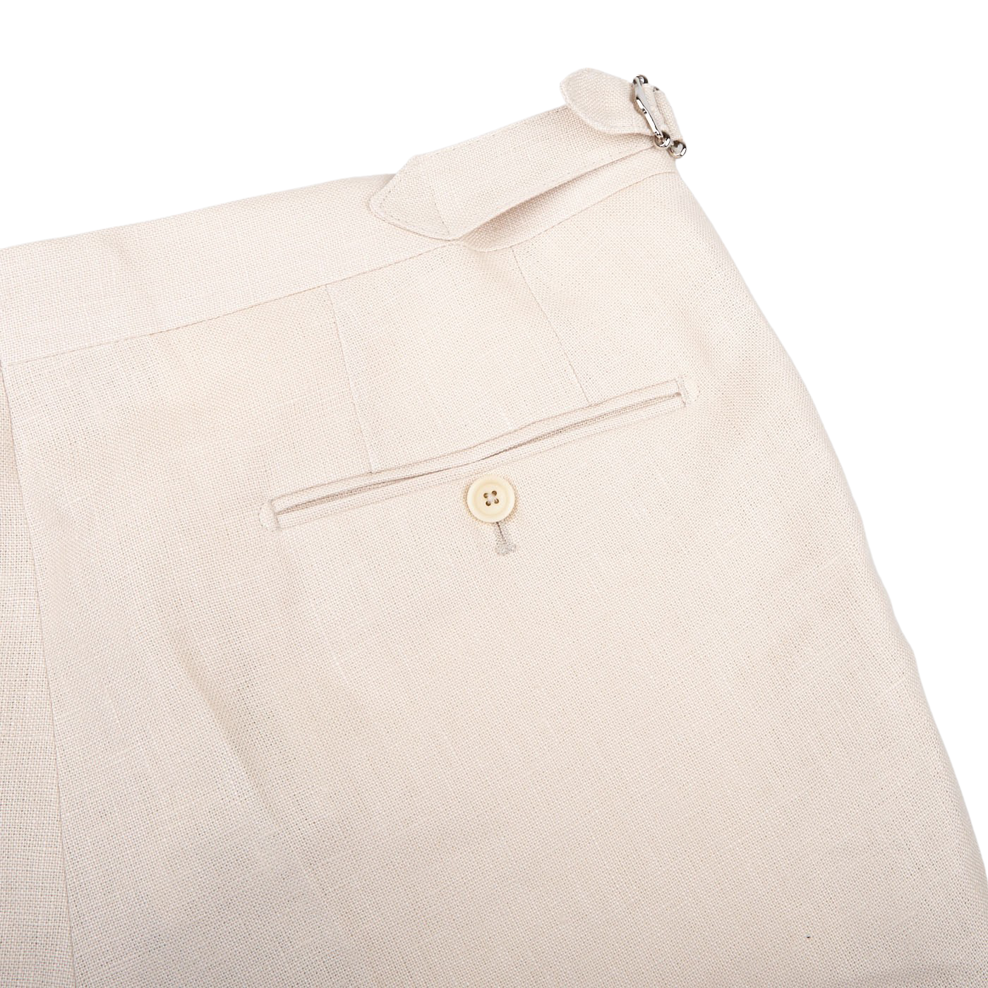 De Petrillo Dusty Beige Irish Linen Modello B Trousers Pocket
