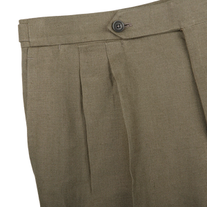 De Petrillo Green Irish Linen Modello B Trousers Edge