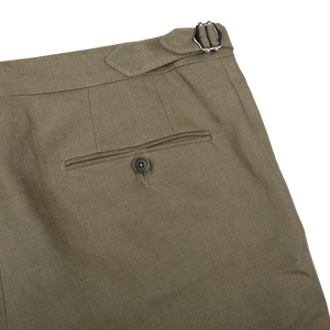 De Petrillo Green Irish Linen Modello B Trousers Pocket