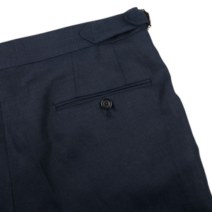 De Petrillo Navy Blue Irish Linen Modello B Trousers Pocket