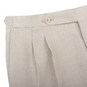 De Petrillo Sande Beige Irish Linen Modello B Trousers Edge