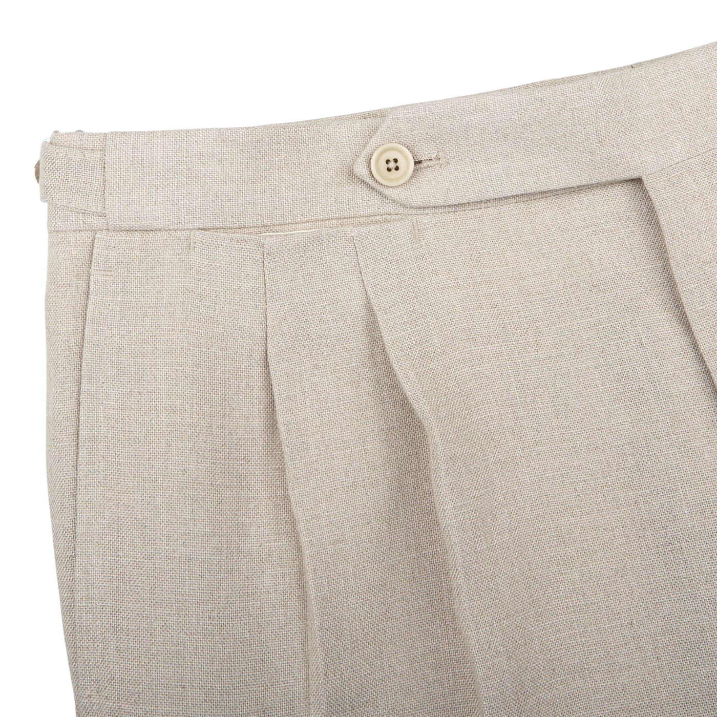 De Petrillo Sande Beige Irish Linen Modello B Trousers Edge