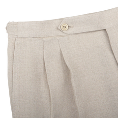 De Petrillo Sande Beige Irish Linen Modello B Trousers Edge