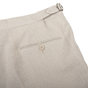 De Petrillo Sande Beige Irish Linen Modello B Trousers Pocket