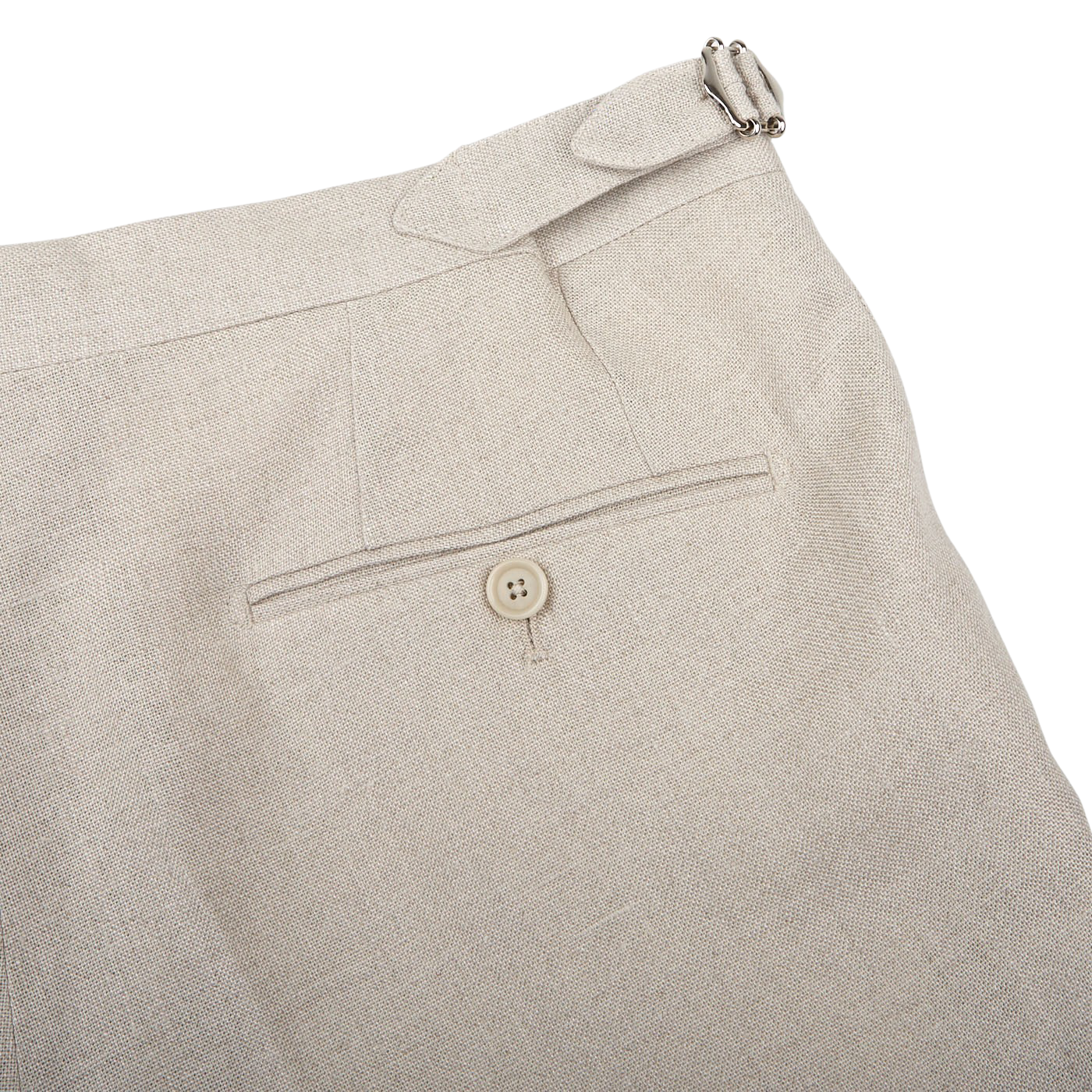 De Petrillo Sande Beige Irish Linen Modello B Trousers Pocket
