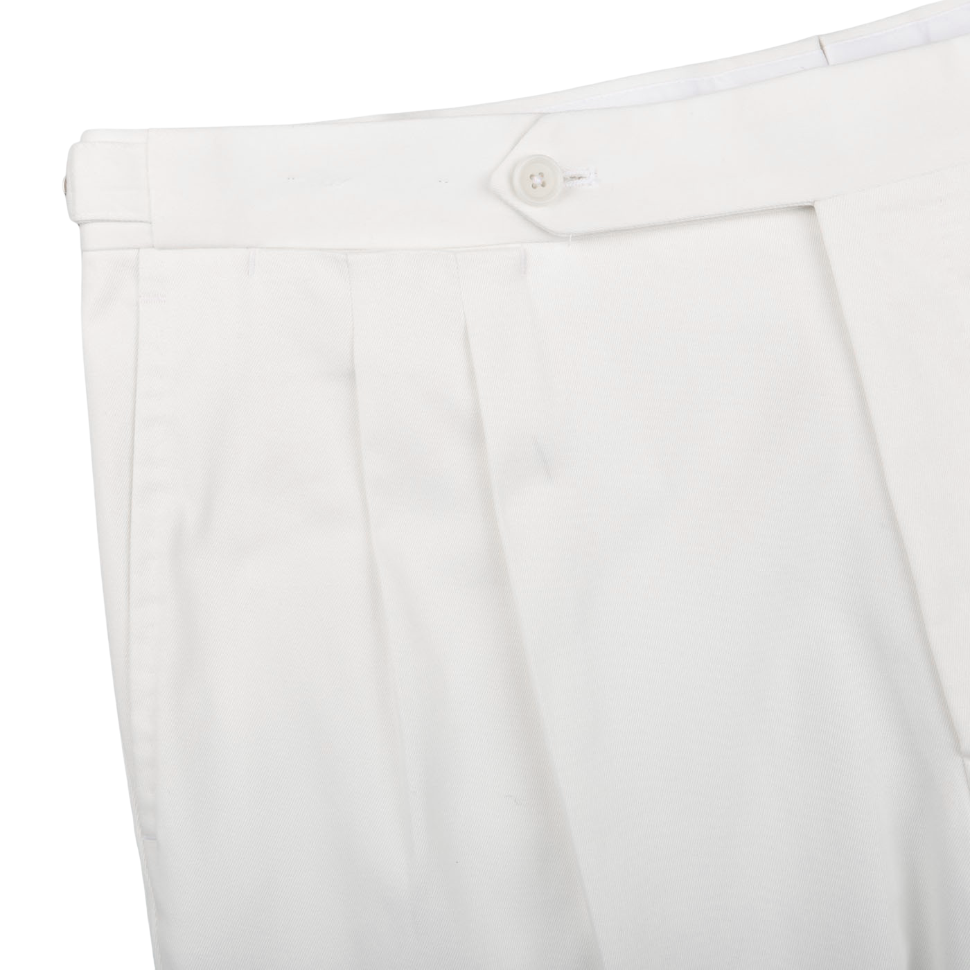 De Petrillo White Cotton Twill Modello B Trousers Edge