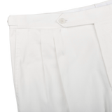 De Petrillo White Cotton Twill Modello B Trousers Edge
