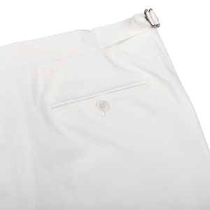 De Petrillo White Cotton Twill Modello B Trousers Pocket