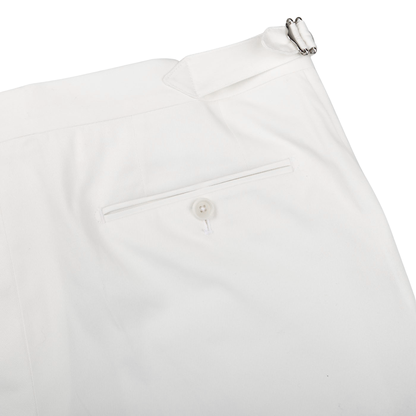 De Petrillo White Cotton Twill Modello B Trousers Pocket