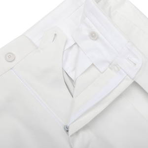 De Petrillo White Cotton Twill Modello B Trousers Zipper