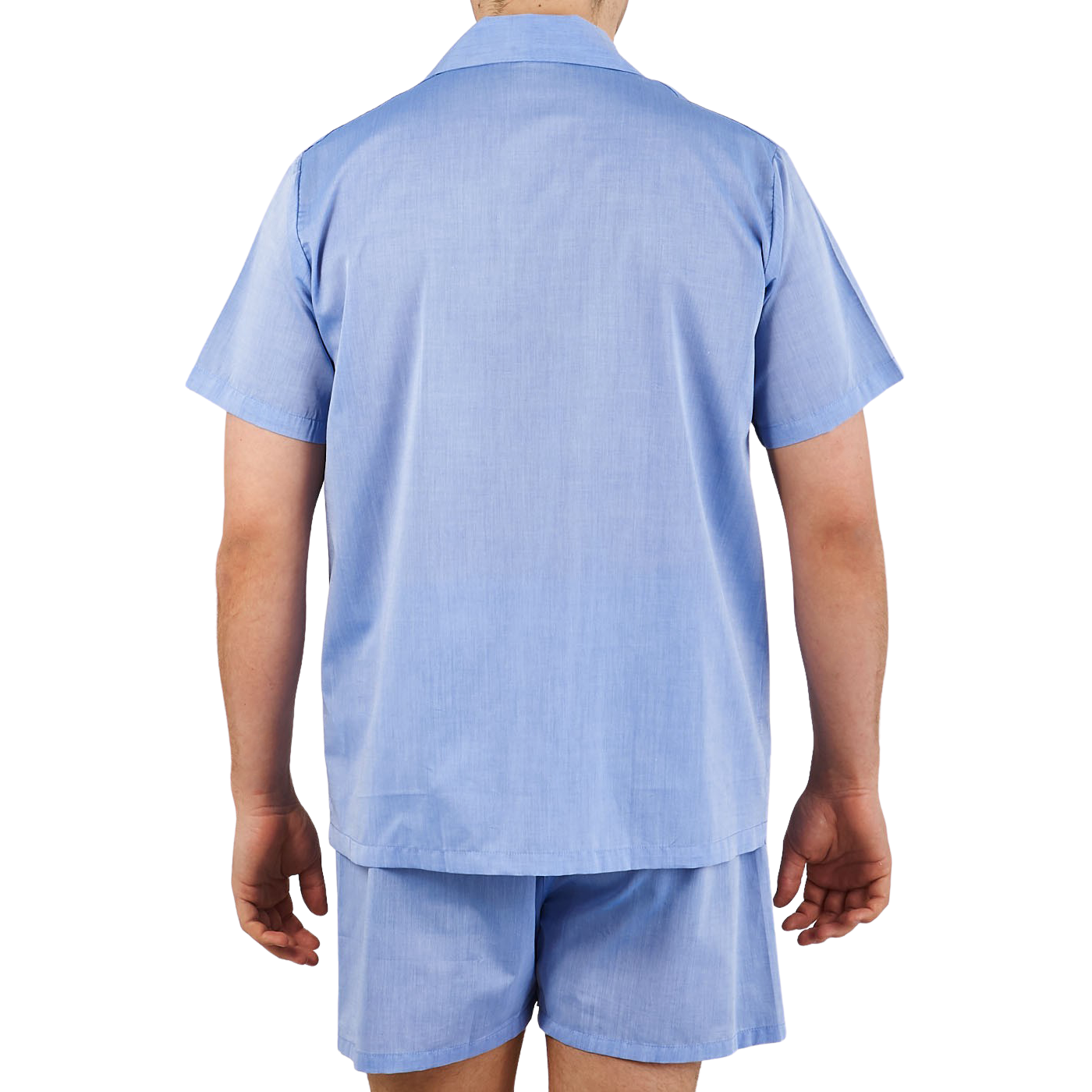 Derek Rose Batiste Blue Amalfi Cotton Short Pyjamas Back