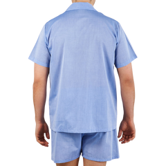 Derek Rose Batiste Blue Amalfi Cotton Short Pyjamas Back