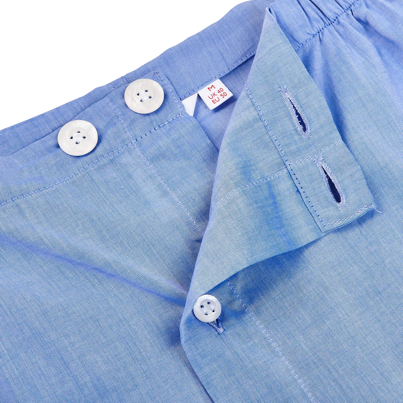 Derek Rose Batiste Blue Amalfi Cotton Short Pyjamas Zipper