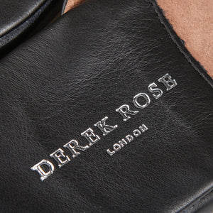 Derek Rose Black Leather Sheepskin Open Slippers Detail