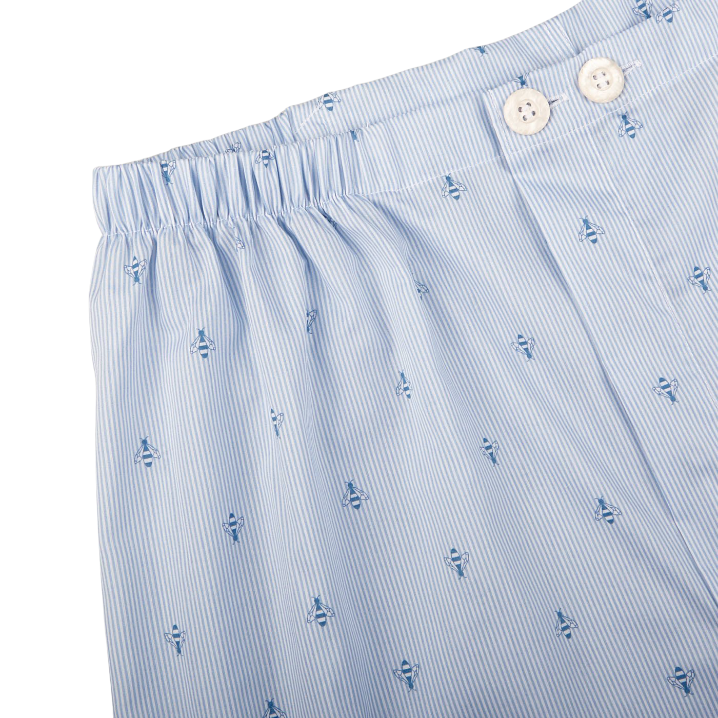 Derek Rose Blue Bee Motif Cotton Classic Fit Pyjamas Edge 1