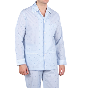 Derek Rose Blue Bee Motif Cotton Classic Fit Pyjamas Front