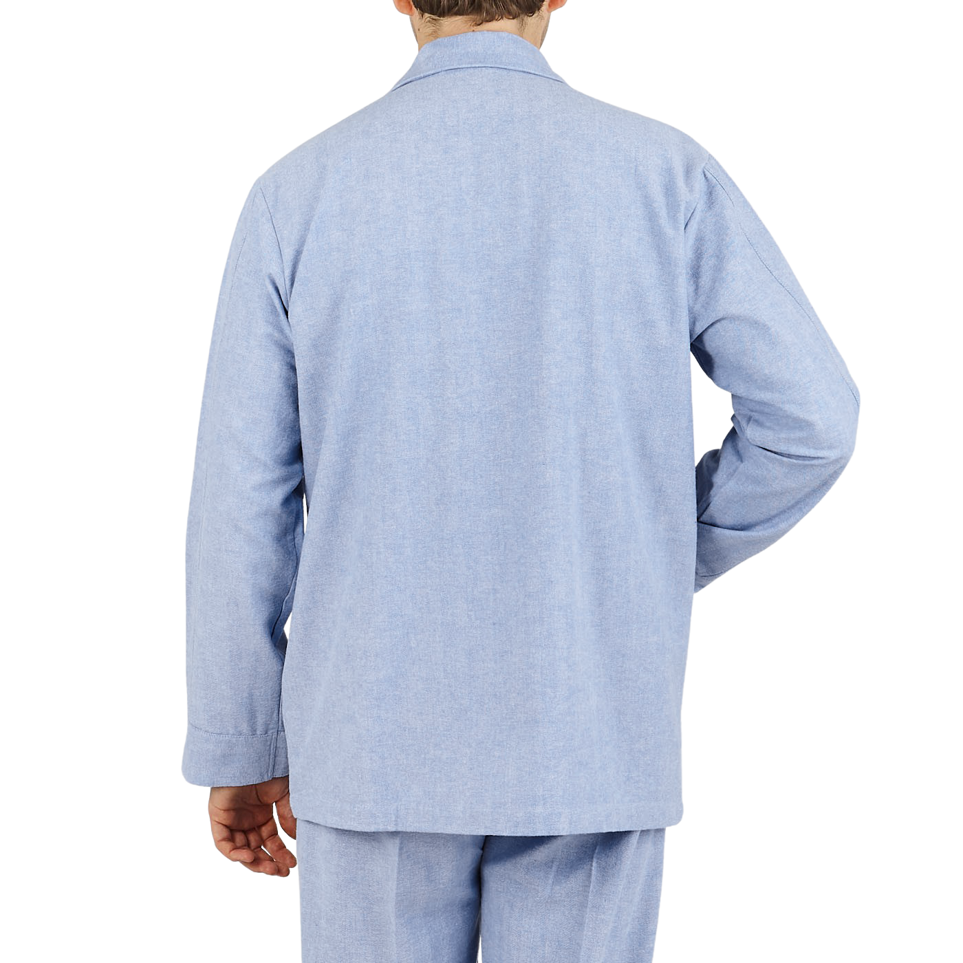 Derek Rose Blue Herringbone Cotton Classic Fit Pyjamas Back