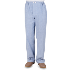 Derek Rose Blue Herringbone Cotton Classic Fit Pyjamas Front1