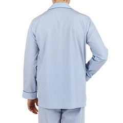 Derek Rose Blue Striped Cotton Classic Fit Pyjamas Back