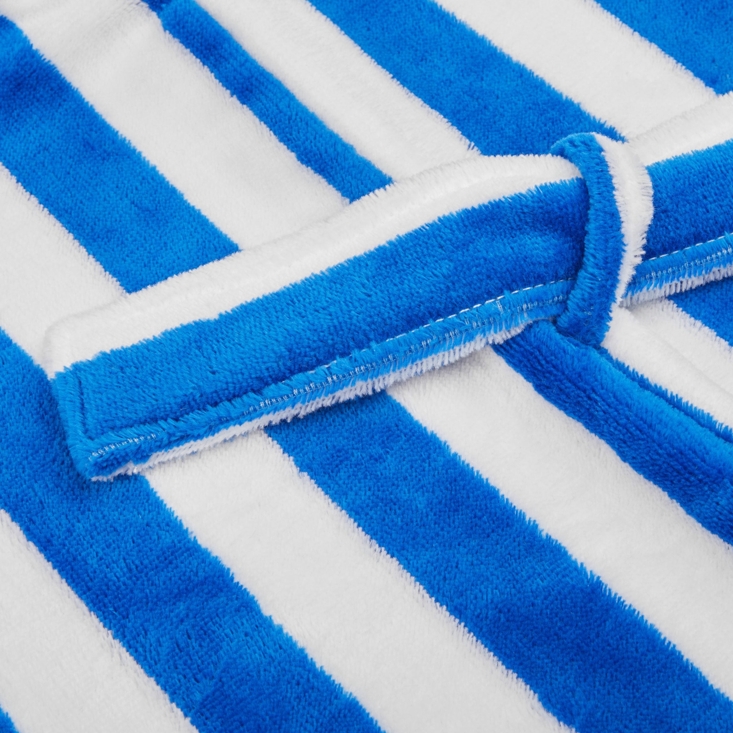 Derek Rose Blue White Striped Cotton Velour Towelling Gown Detail1
