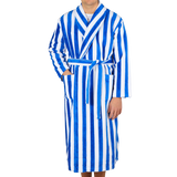 Derek Rose Blue White Striped Cotton Velour Towelling Gown Front