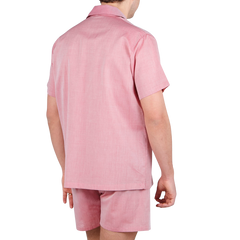 Derek Rose Light Red Amalfi Cotton Short Pyjamas Back